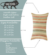 Ethnic Printed Canvas Cotton Rectangular Cushion Covers, Set of 2